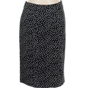 T Tahari Midi Stretch Tummy Control Black with White Dots Black Slit Skirt Sz M